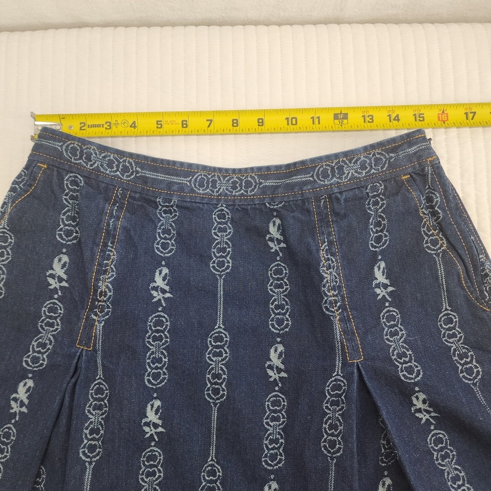 Tory Burch Womens Blue Gemini Jacquard Denim Mini Skirt A-Line Pleated Sz‎ 12 - Picture 6 of 7